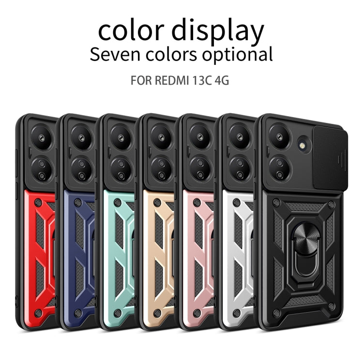 For Xiaomi Redmi 13C 4G Sliding Camera Cover Design TPU Hybrid PC Phone Case(Silver) - 13C Cases by PMC TechLife | Online Shopping South Africa | PMC TechLife | Buy Now Pay Later Mobicred