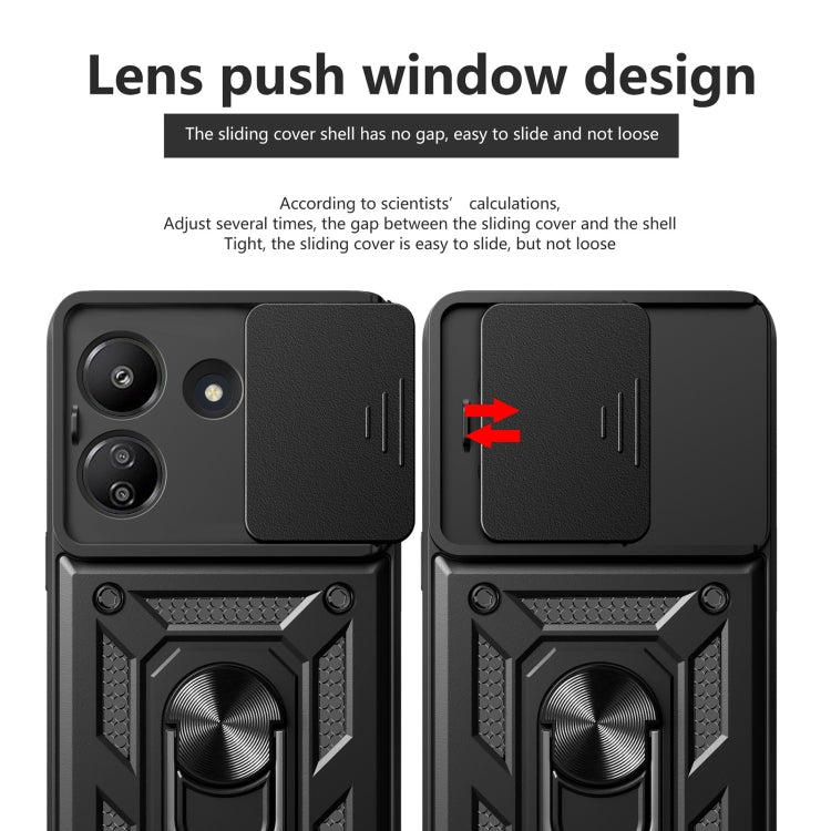 For Xiaomi Redmi 13C 4G Sliding Camera Cover Design TPU Hybrid PC Phone Case(Silver) - 13C Cases by PMC TechLife | Online Shopping South Africa | PMC TechLife | Buy Now Pay Later Mobicred