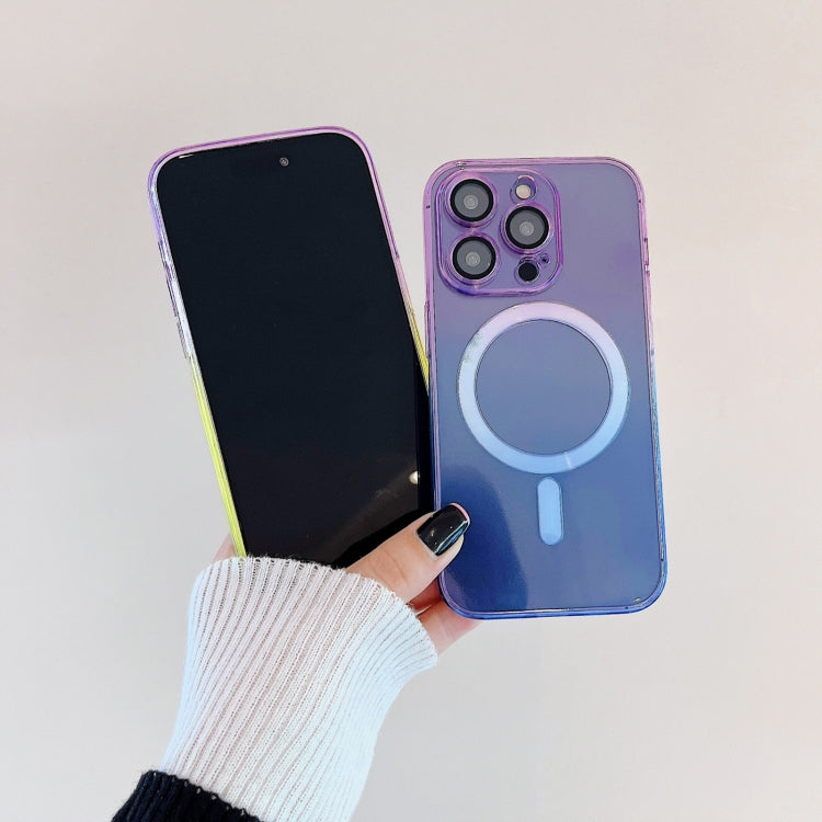 For iPhone 13 MagSafe Magnetic TPU + Acrylic Gradient Color Phone Case(Purple Yellow) - iPhone 13 Cases by PMC TechLife | Online Shopping South Africa | PMC TechLife