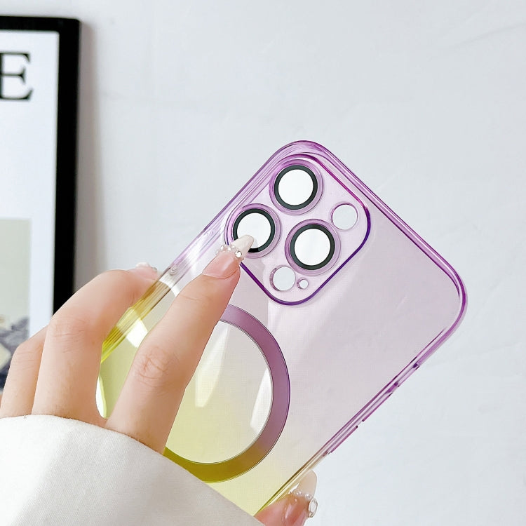 For iPhone 13 MagSafe Magnetic TPU + Acrylic Gradient Color Phone Case(Purple Yellow) - iPhone 13 Cases by PMC TechLife | Online Shopping South Africa | PMC TechLife