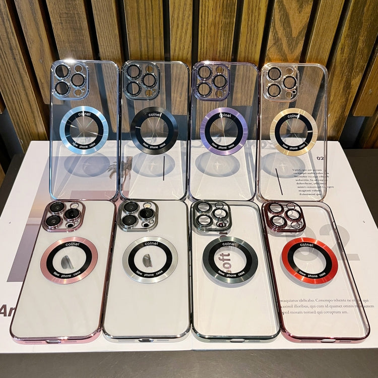 For iPhone 15 Transparent Electroplated PC MagSafe Phone Case(Wine Red) - iPhone 15 Cases by PMC TechLife | Online Shopping South Africa | PMC TechLife