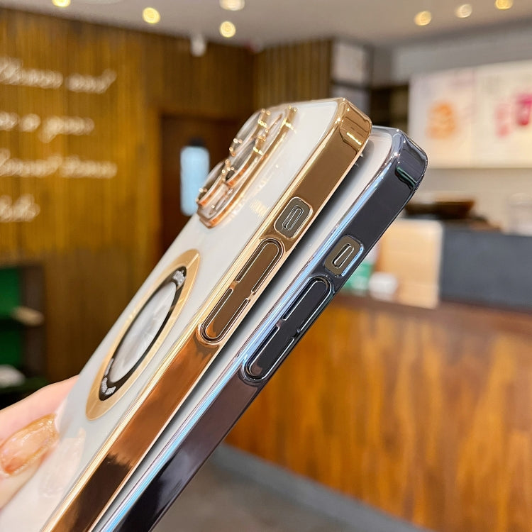 For iPhone 15 Plus Transparent Electroplated PC MagSafe Phone Case(Gold) - iPhone 15 Plus Cases by PMC TechLife | Online Shopping South Africa | PMC TechLife