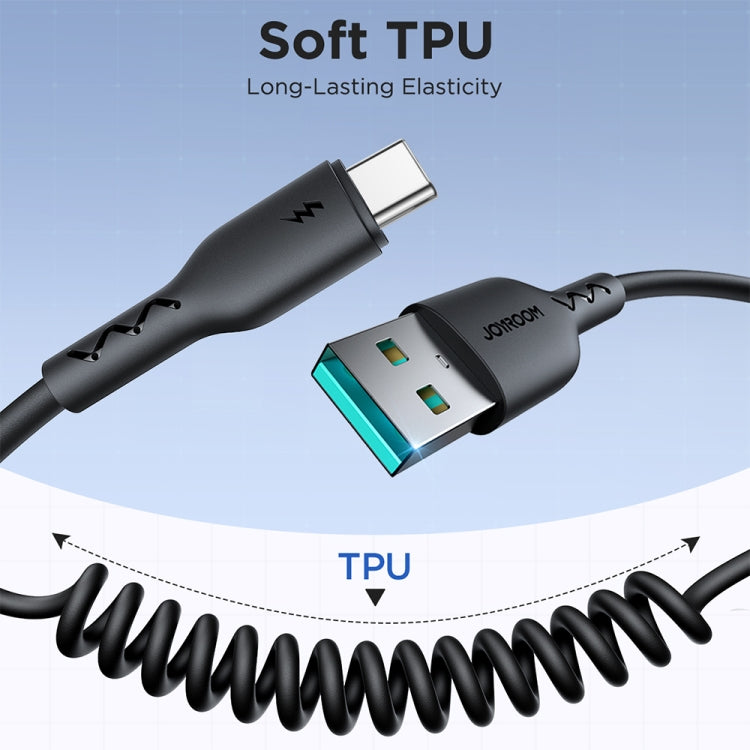 JOYROOM SA38-CC3 60W USB-C / Type-C to USB-C / Type-C Coiled Fast Charging Data Cable, Length:1.5m(Black) - free shipping - PMC TechLife - Order now!