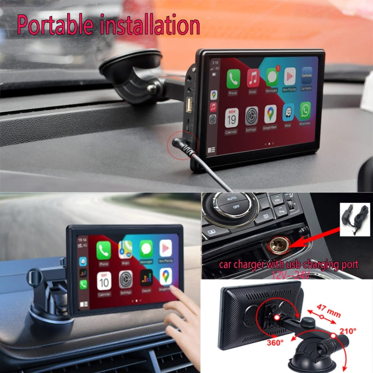 X70-1 Car 7 inch IPS Portable Smart Screen Wireless Screen Projection Carplay Android Auto(Black) - Car Monitor by PMC TechLife | Online Shopping South Africa | PMC TechLife | Buy Now Pay Later Mobicred