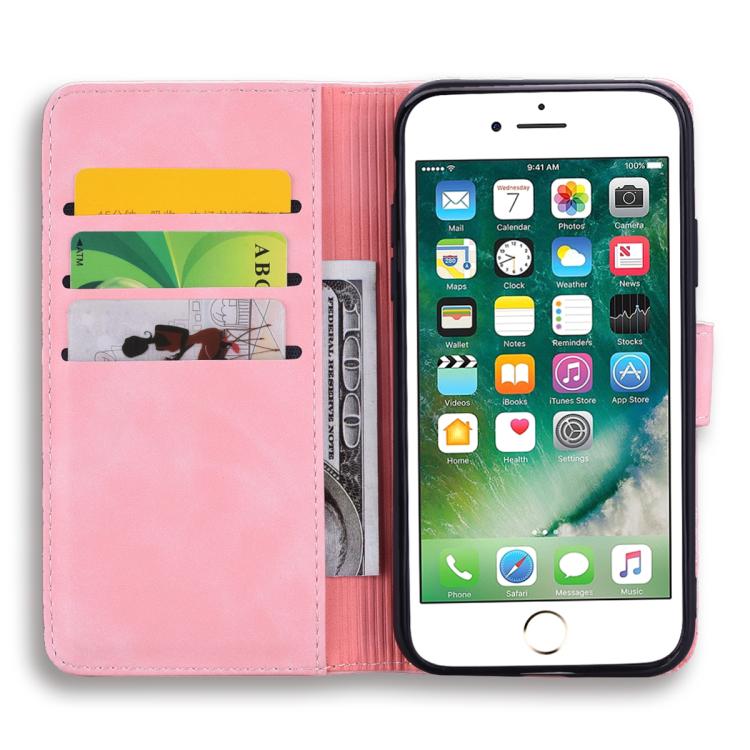 For iPhone 16e Mandala Embossed Dual-Fold Calf Leather Phone Case(Pink) - iPhone 16e Cases by PMC TechLife | Online Shopping South Africa | PMC TechLife | Buy Now Pay Later Mobicred