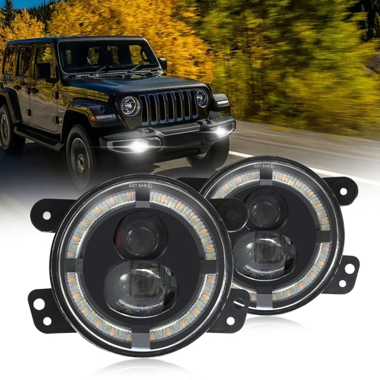 For Jeep Wrangler JK 2 Door 2007-2015 Y4 4 inch 1 Pair Light Guide Dual Lens Fog Light(Yellow White) - Fog / Driving Lights by PMC TechLife | Online Shopping South Africa | PMC TechLife | Buy Now Pay Later Mobicred