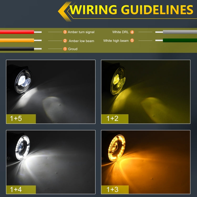 For Jeep Wrangler JK 2 Door 2007-2015 Y4 4 inch 1 Pair Light Guide Dual Lens Fog Light(Yellow White) - Fog / Driving Lights by PMC TechLife | Online Shopping South Africa | PMC TechLife | Buy Now Pay Later Mobicred