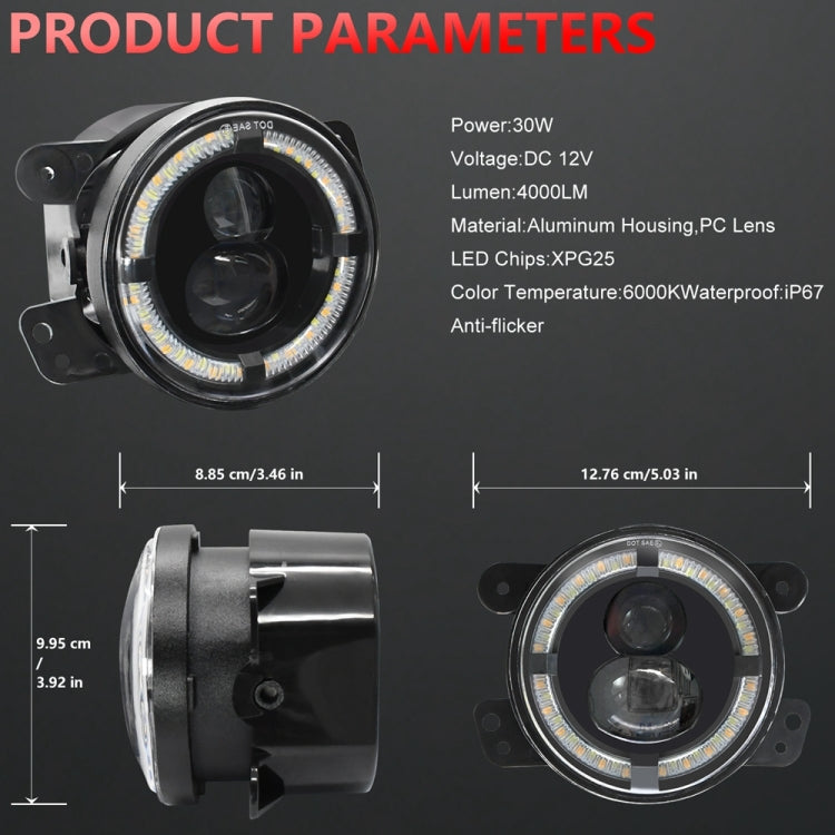 For Jeep Wrangler JK 2 Door 2007-2015 Y4 4 inch 1 Pair Light Guide Dual Lens Fog Light(Yellow White) - Fog / Driving Lights by PMC TechLife | Online Shopping South Africa | PMC TechLife | Buy Now Pay Later Mobicred