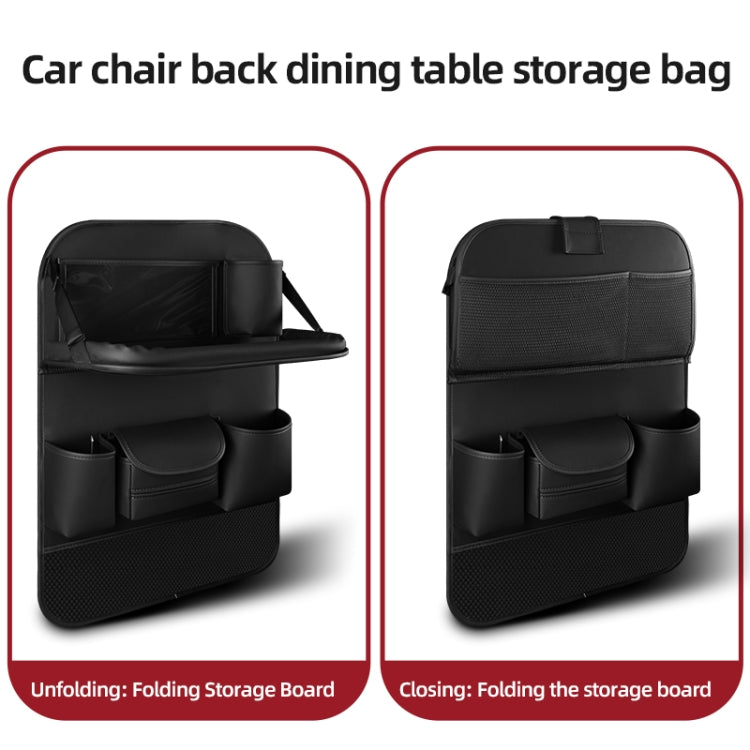 4041 Napa Texture Leather Car Seat Back Storage Bag Folding Dining Table(Black) - Stowing Tidying by PMC TechLife | Online Shopping South Africa | PMC TechLife | Buy Now Pay Later Mobicred