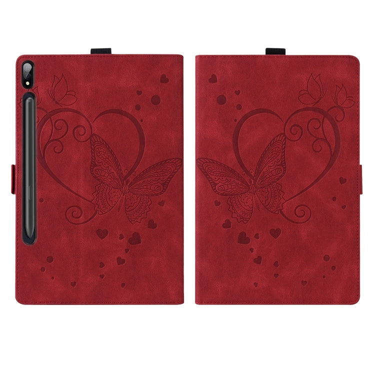 For Samsung Galaxy Tab S9 FE+ Love Butterfly Embossed Leather Tablet Case(Red) - free shipping - PMC Jewellery - Order now!