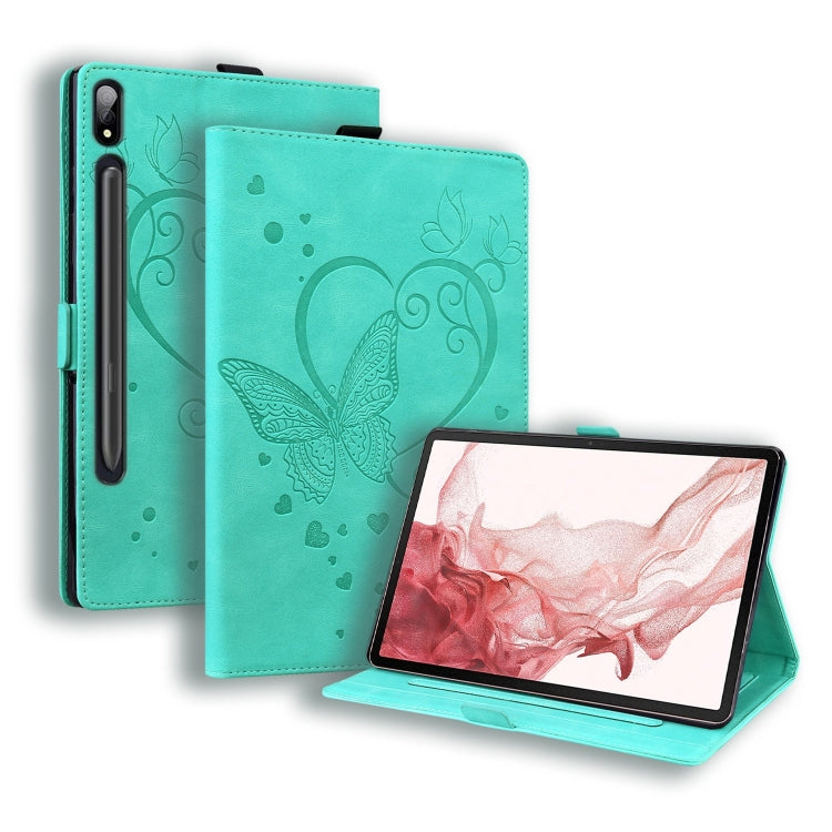 For Samsung Galaxy Tab S9 FE+ Love Butterfly Embossed Leather Tablet Case(Mint Green) - free shipping - PMC Jewellery - Order now!