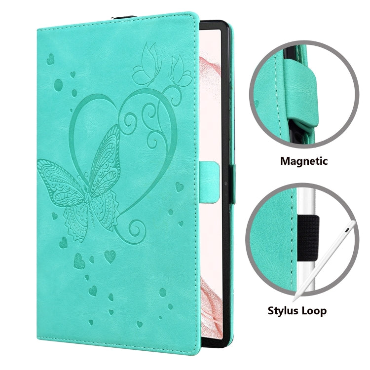 For Samsung Galaxy Tab S9 FE+ Love Butterfly Embossed Leather Tablet Case(Mint Green) - free shipping - PMC Jewellery - Order now!