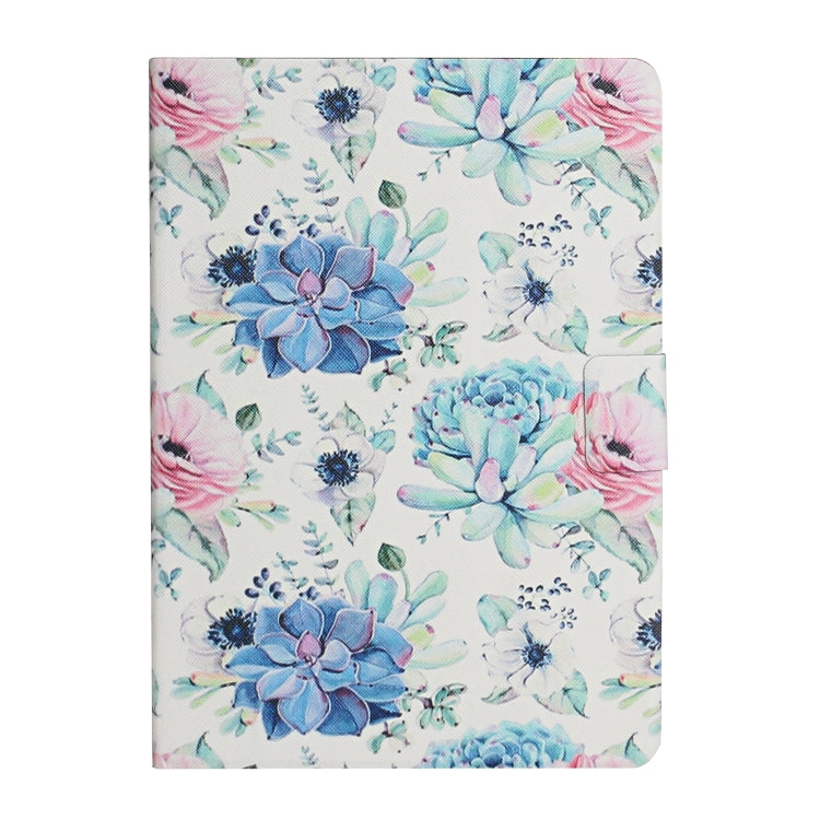 For Samsung Galaxy Tab A9+ Flower Pattern Horizontal Flip PU Tablet Case with Sleep / Wake-up Function(Blue Flower On White) - Galaxy Tab A9+ by PMC TechLife | Online Shopping South Africa | PMC TechLife