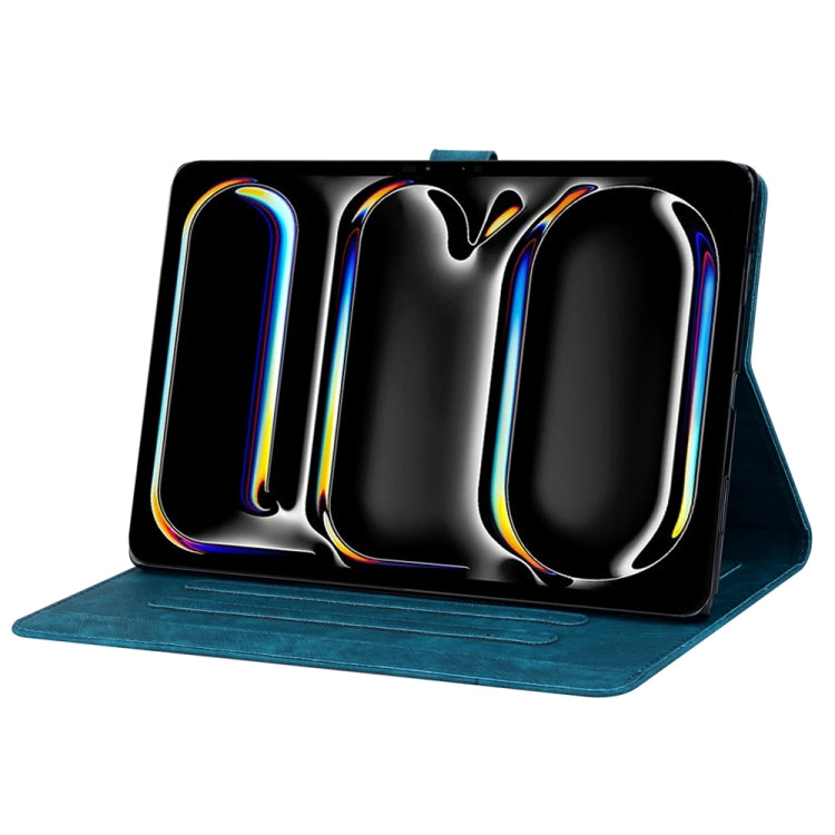 For iPad Pro 13 2024 Cartoon Sakura Cat Embossed Smart Leather Tablet Case(Blue) - iPad Pro 13 2024 Cases by PMC TechLife | Online Shopping South Africa | PMC TechLife | Buy Now Pay Later Mobicred