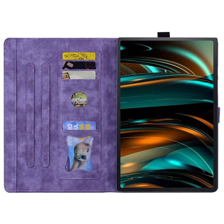 For Samsung Galaxy Tab A9 Cartoon Sakura Cat Embossed Leather Tablet Case(Purple) - Galaxy Tab A9 by PMC TechLife | Online Shopping South Africa | PMC TechLife