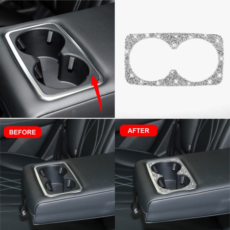 For Ford Mustang Mach E 2021 Car Rear Seat Cup Holder Frame Diamond Decorative Sticker - Car Interior Mouldings by PMC TechLife | Online Shopping South Africa | PMC TechLife | Buy Now Pay Later Mobicred