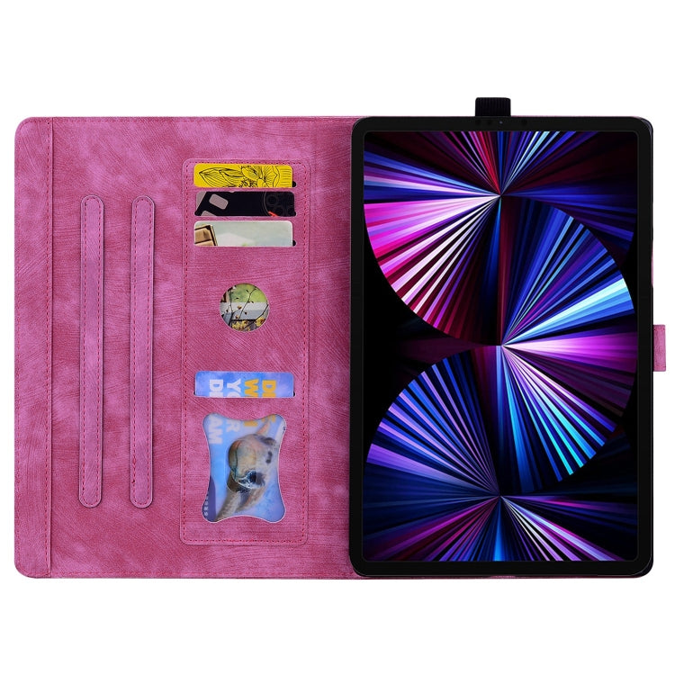 For Lenovo Tab P11 TB-J606F Cartoon Sakura Cat Embossed Leather Tablet Case(Rose Red) - Lenovo by PMC TechLife | Online Shopping South Africa | PMC TechLife | Buy Now Pay Later Mobicred