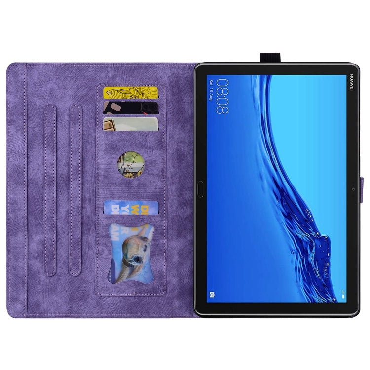 For Lenovo Tab M10 3rd Gen Cartoon Sakura Cat Embossed Leather Tablet Case(Purple) - Lenovo by PMC TechLife | Online Shopping South Africa | PMC TechLife | Buy Now Pay Later Mobicred