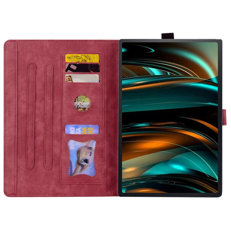 For Lenovo Tab M11 / Xiaoxin Pad 11 2024 Cartoon Sakura Cat Embossed Leather Tablet Case(Red) - Lenovo by PMC TechLife | Online Shopping South Africa | PMC TechLife | Buy Now Pay Later Mobicred