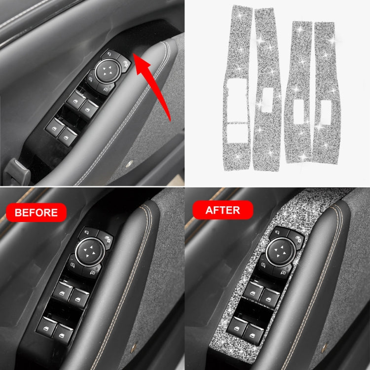 For Ford Mustang Mach E 2021 4 in 1 Car Window Lift Panel Diamond Decorative Sticker, Left Drive - Car Interior Mouldings by PMC TechLife | Online Shopping South Africa | PMC TechLife | Buy Now Pay Later Mobicred