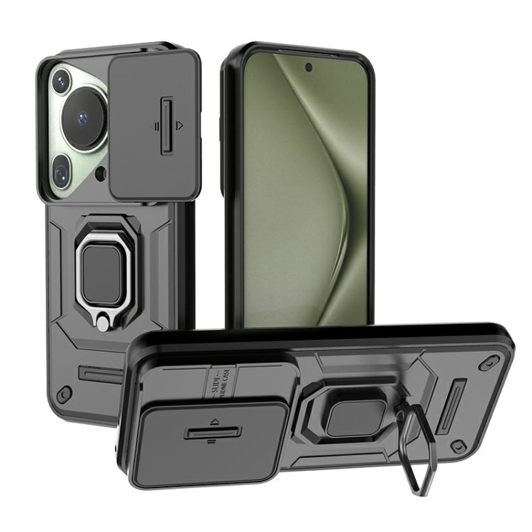 For Huawei Pura 70 Ultra Sliding Camshield TPU + PC Shockproof Phone Case with Holder(Black) - free shipping - PMC TechLife - Order now!
