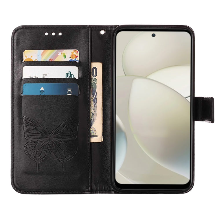 For Motorola Moto G Power 5G 2024 Embossed Butterfly Leather Phone Case(Black) - Motorola Cases by PMC Jewellery | Online Shopping South Africa | PMC Jewellery | Buy Now Pay Later Mobicred