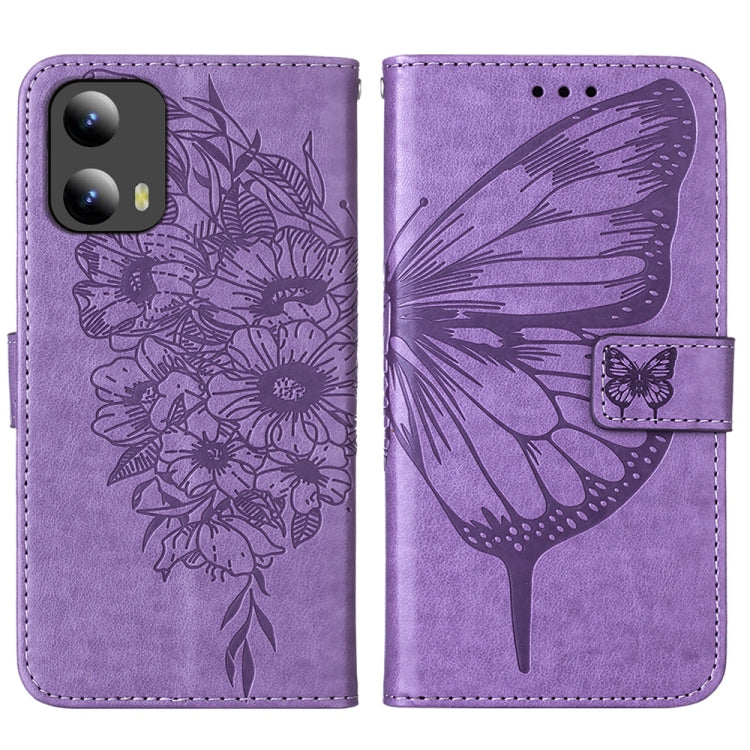 For Motorola Moto G Play 5G 2024 Embossed Butterfly Leather Phone Case(Purple) - free shipping - PMC Jewellery - Order now!