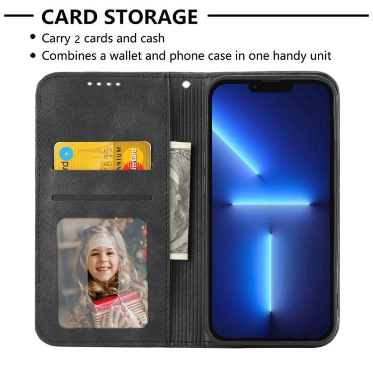 For iPhone 16e Cubic Grid Calf Texture Magnetic Leather Phone Case(Black) - iPhone 16e Cases by PMC TechLife | Online Shopping South Africa | PMC TechLife | Buy Now Pay Later Mobicred