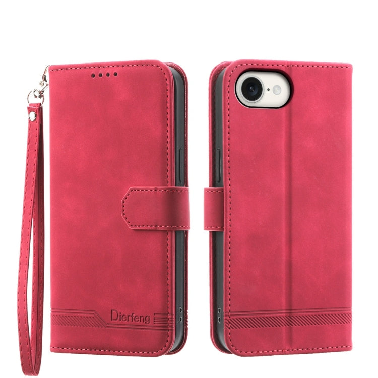 For iPhone 16e Dierfeng Dream Line TPU Hybrid PU Leather Phone Case(Red) - free shipping - PMC TechLife - Order now!