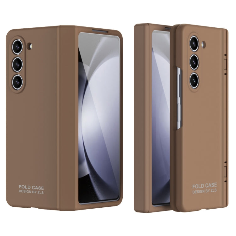 For Samsung Galaxy Z Fold5 Extraordinary Series Hinged Folding Full Phone Case(Coffee) - Galaxy Z Fold5 Cases by PMC TechLife | Online Shopping South Africa | PMC TechLife