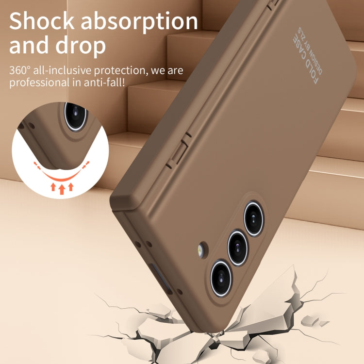 For Samsung Galaxy Z Fold5 Extraordinary Series Hinged Folding Full Phone Case(Coffee) - Galaxy Z Fold5 Cases by PMC TechLife | Online Shopping South Africa | PMC TechLife