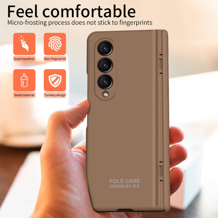 For Samsung Galaxy Z Fold4 5G Extraordinary Series Hinged Folding Full Phone Case with Pen Slot & Stylus(Coffee) - Galaxy Z Fold4 5G Cases by PMC TechLife | Online Shopping South Africa | PMC TechLife