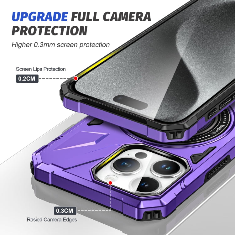 For iPhone 15 MagSafe Magnetic Shockproof Phone Case with Ring Holder(Purple) - iPhone 15 Cases by PMC TechLife | Online Shopping South Africa | PMC TechLife