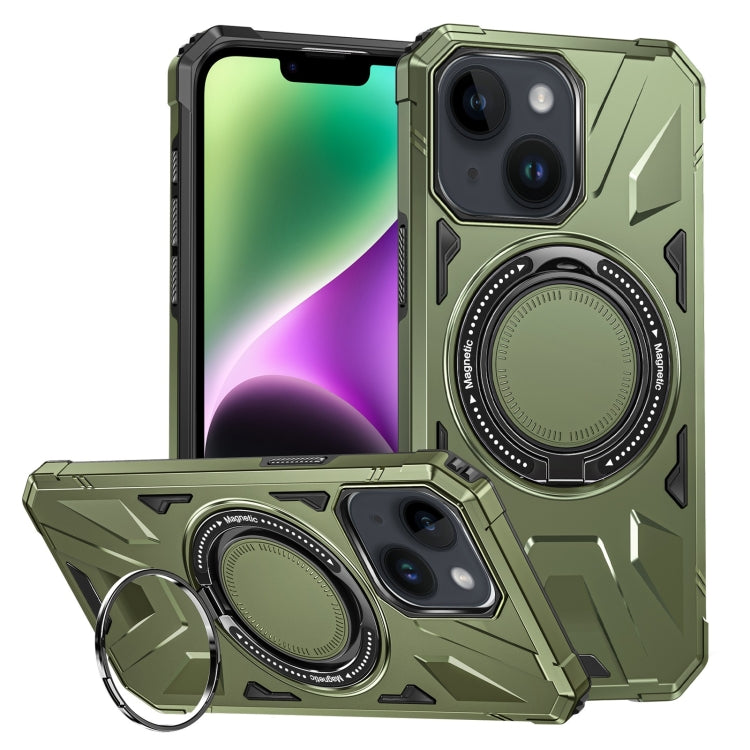 For iPhone 14 Plus MagSafe Magnetic Shockproof Phone Case with Ring Holder(Dark Green) - iPhone 14 Plus Cases by PMC TechLife | Online Shopping South Africa | PMC TechLife