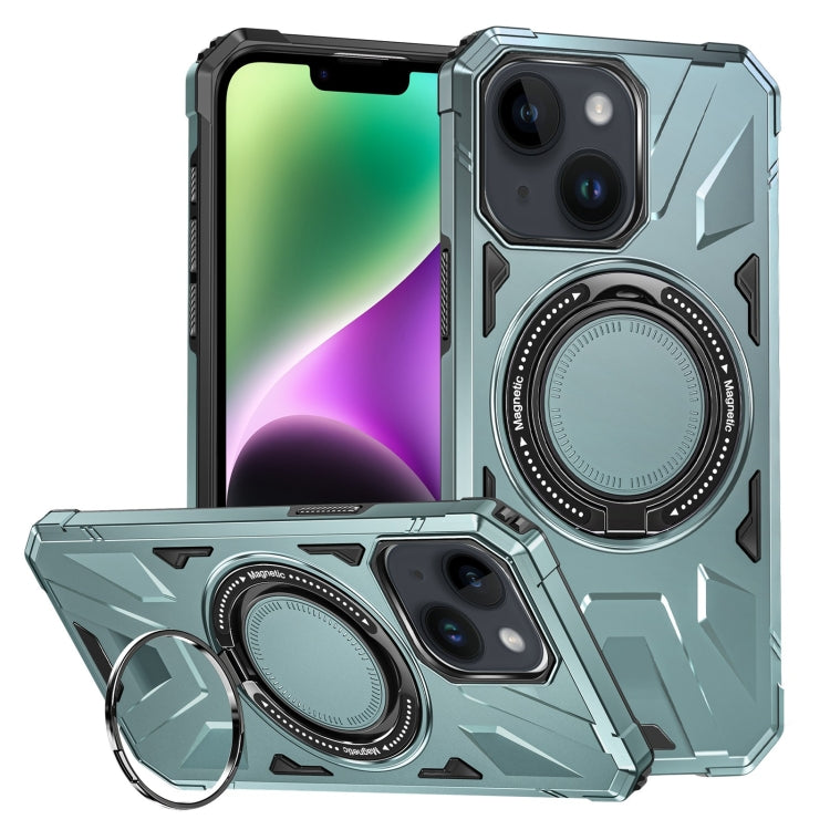 For iPhone 14/13 MagSafe Magnetic Shockproof Phone Case with Ring Holder(Green) - iPhone 14 Cases by PMC TechLife | Online Shopping South Africa | PMC TechLife