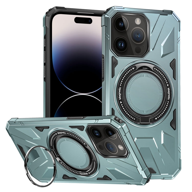 For iPhone 14 Pro MagSafe Magnetic Shockproof Phone Case with Ring Holder(Green) - iPhone 14 Pro Cases by PMC TechLife | Online Shopping South Africa | PMC TechLife