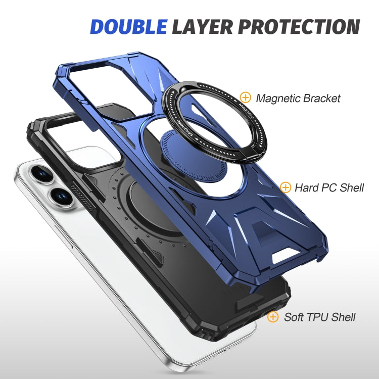 For iPhone 14 Pro Max MagSafe Magnetic Shockproof Phone Case with Ring Holder(Navy Blue) - iPhone 14 Pro Max Cases by PMC TechLife | Online Shopping South Africa | PMC TechLife