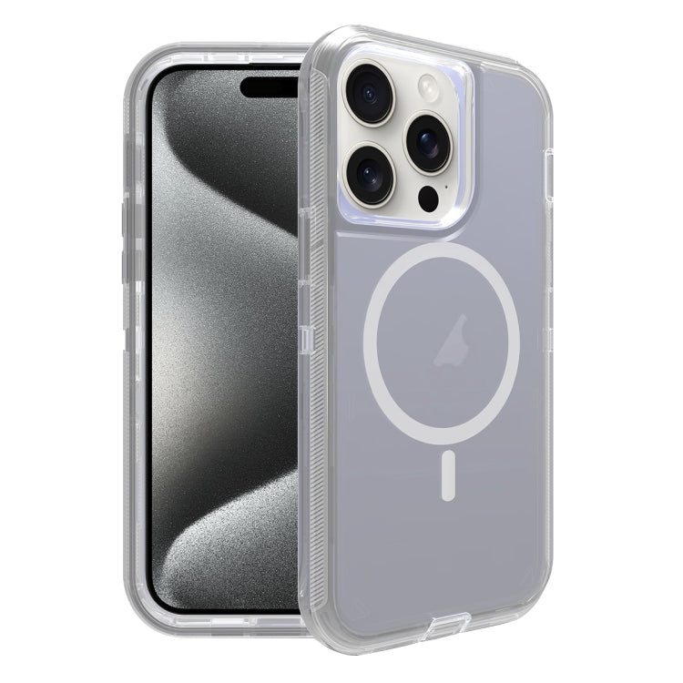 For iPhone 15 Pro Shockproof MagSafe Magnetic Phone Case(Transparent Grey) - iPhone 15 Pro Cases by PMC TechLife | Online Shopping South Africa | PMC TechLife