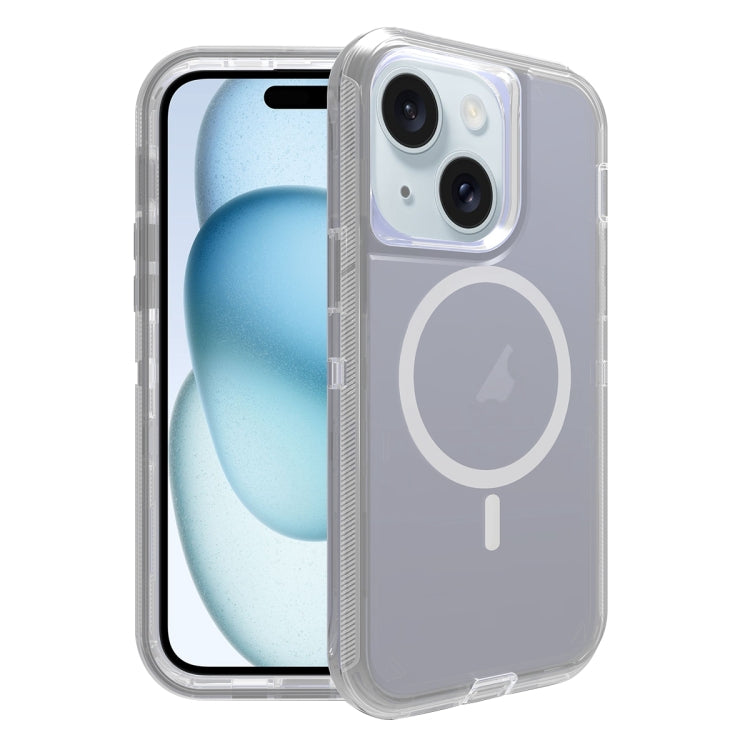 For iPhone 15 Plus Shockproof MagSafe Magnetic Phone Case(Transparent Grey) - iPhone 15 Plus Cases by PMC TechLife | Online Shopping South Africa | PMC TechLife
