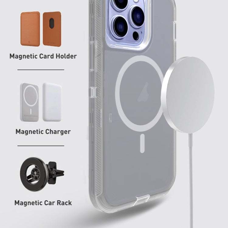 For iPhone 15 Plus Shockproof MagSafe Magnetic Phone Case(Transparent Grey) - iPhone 15 Plus Cases by PMC TechLife | Online Shopping South Africa | PMC TechLife