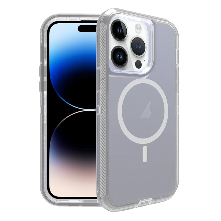For iPhone 14 Pro Shockproof MagSafe Magnetic Phone Case(Transparent Grey) - iPhone 14 Pro Cases by PMC TechLife | Online Shopping South Africa | PMC TechLife