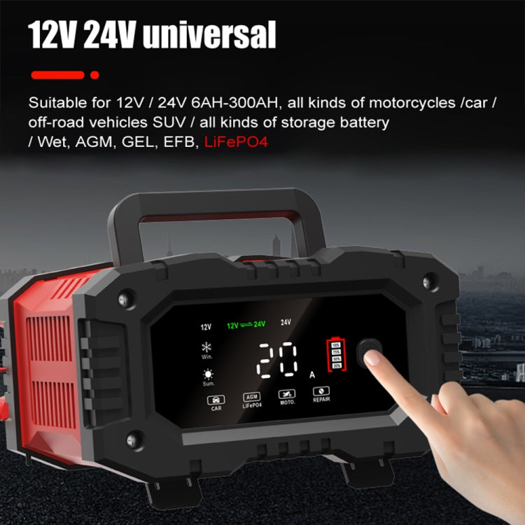 FOXSUR 12V / 24V 20A 300W Portable Motorcycle Car Smart Battery Charger(US Plug) - free shipping - PMC TechLife - Order now!