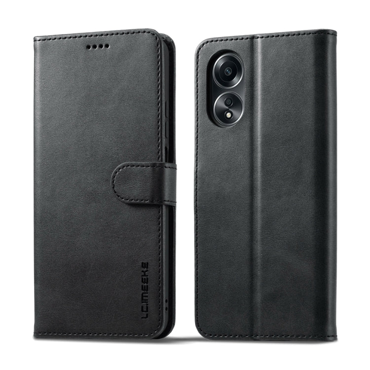 For OPPO A18 4G / A38 4G LC.IMEEKE Calf Texture Horizontal Flip Leather Case(Black) - OPPO Cases by LC.IMEEKE | Online Shopping South Africa | PMC TechLife | Buy Now Pay Later Mobicred