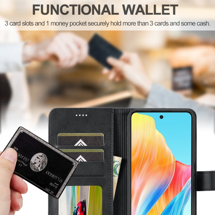 For OPPO A18 4G / A38 4G LC.IMEEKE Calf Texture Horizontal Flip Leather Case(Black) - OPPO Cases by LC.IMEEKE | Online Shopping South Africa | PMC TechLife | Buy Now Pay Later Mobicred