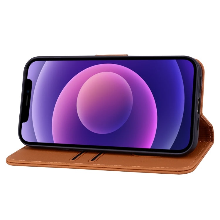 For iPhone 16 Plus Business Diamond Buckle Leather Phone Case with Lanyard(Brown) - iPhone 16 Plus Cases by PMC TechLife | Online Shopping South Africa | PMC TechLife | Buy Now Pay Later Mobicred