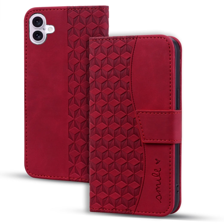 For iPhone 16 Plus Business Diamond Buckle Leather Phone Case with Lanyard(Wine Red) - free shipping - PMC TechLife - Order now!