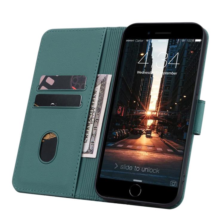 For iPhone 16e Business Diamond Buckle Leather Phone Case with Lanyard(Green) - iPhone 16e Cases by PMC TechLife | Online Shopping South Africa | PMC TechLife | Buy Now Pay Later Mobicred
