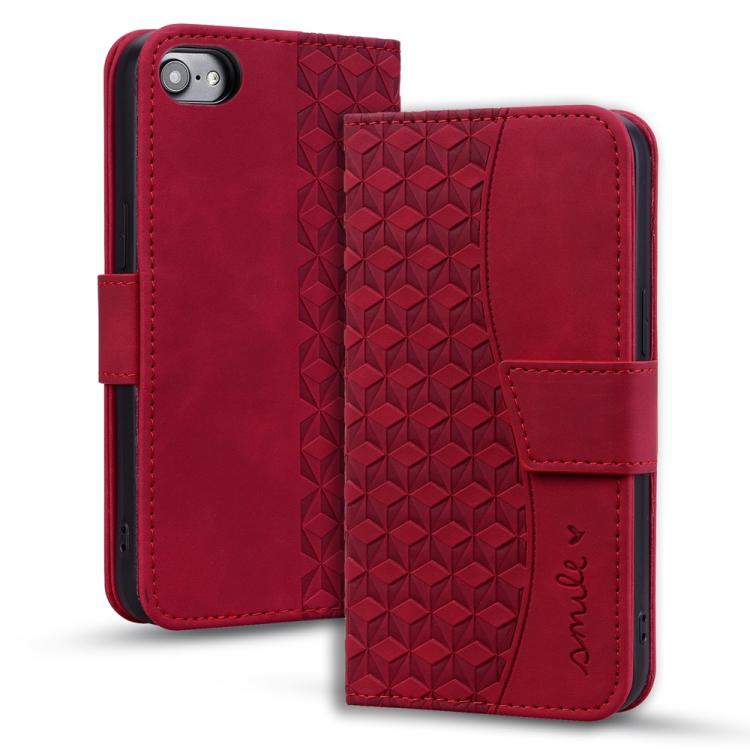 For iPhone 16e Business Diamond Buckle Leather Phone Case with Lanyard(Wine Red) - iPhone 16e Cases by PMC TechLife | Online Shopping South Africa | PMC TechLife | Buy Now Pay Later Mobicred