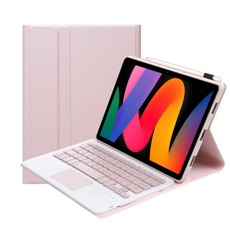 For Xiaomi Redmi Pad SE 11 inch A0N9-A Lambskin Texture Ultra-thin Detachable Bluetooth Keyboard Leather Case with Touchpad(Pink) - Xiaomi Keyboard by PMC TechLife | Online Shopping South Africa | PMC TechLife | Buy Now Pay Later Mobicred