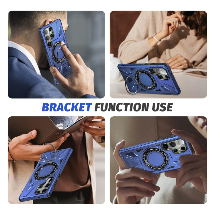 For Samsung Galaxy S24+ 5G MagSafe Magnetic Shockproof Phone Case with Ring Holder(Navy Blue) - Galaxy S24+ 5G Cases by PMC TechLife | Online Shopping South Africa | PMC TechLife